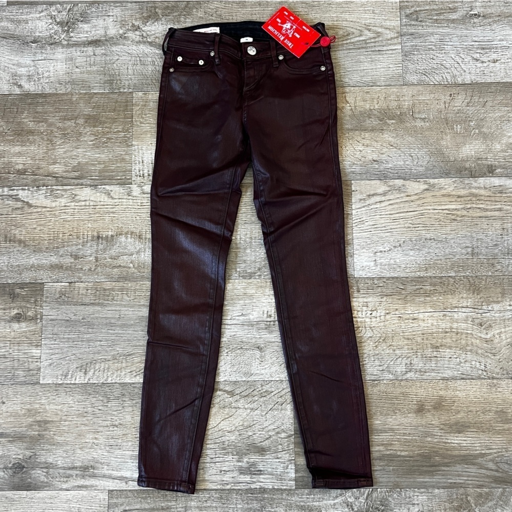 True Religion Halle Waxed Skinny Jeans in Deep Garnet